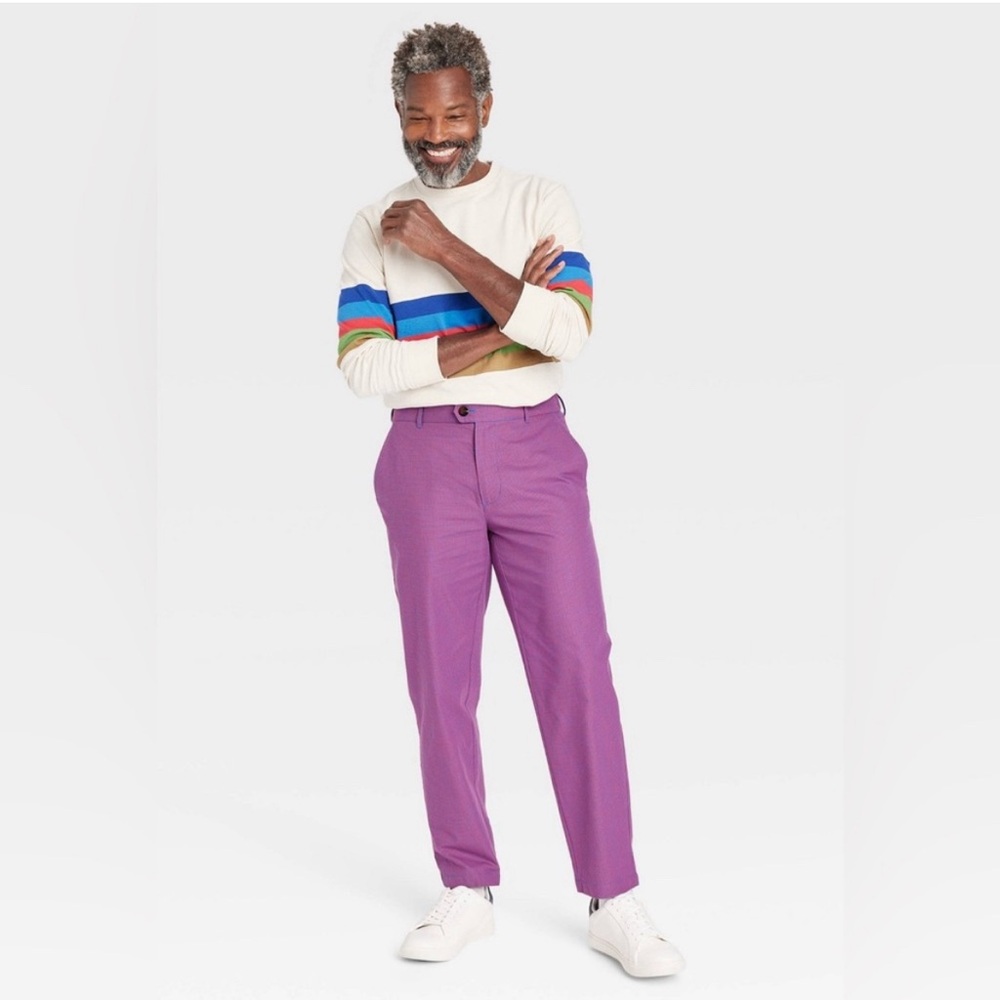 Houston White Adult Checkered Chino Pants - Purple Mens M NWT